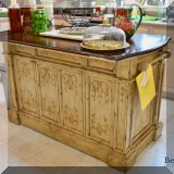 F26. Broyhill painted kitchen island. 36”h x 60”w x 34”d 